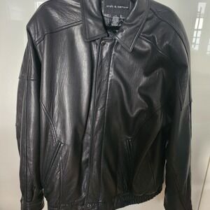 croft & barrow Men's Bomber Black Genuine Lambskin Leather Jacket